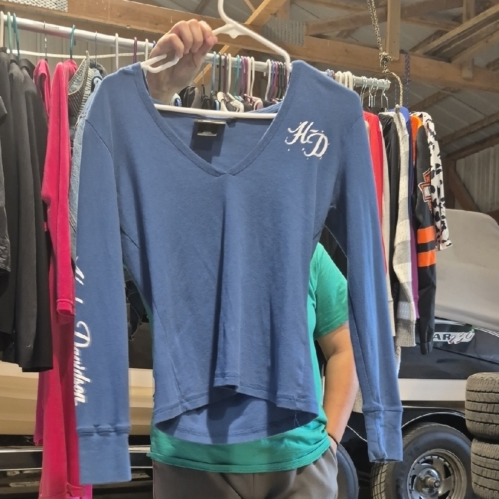 Blue V-Neck Women's Top